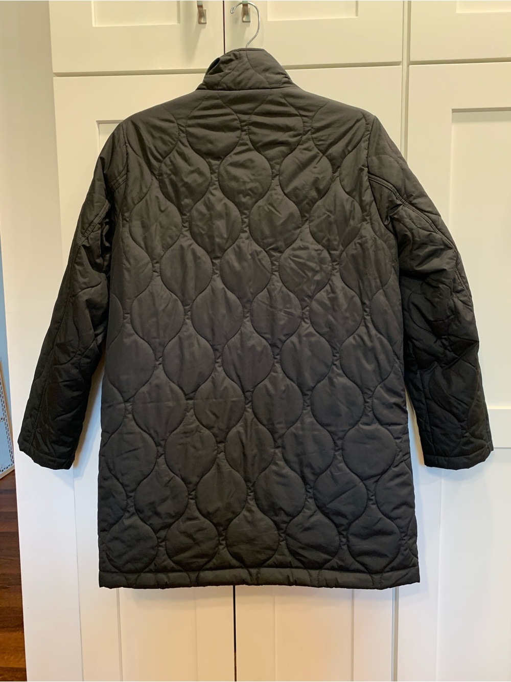 J CREW FACTORY City Puffer Coat Women's S Black Quilted Pockets Gold Details - Picture 6 of 14